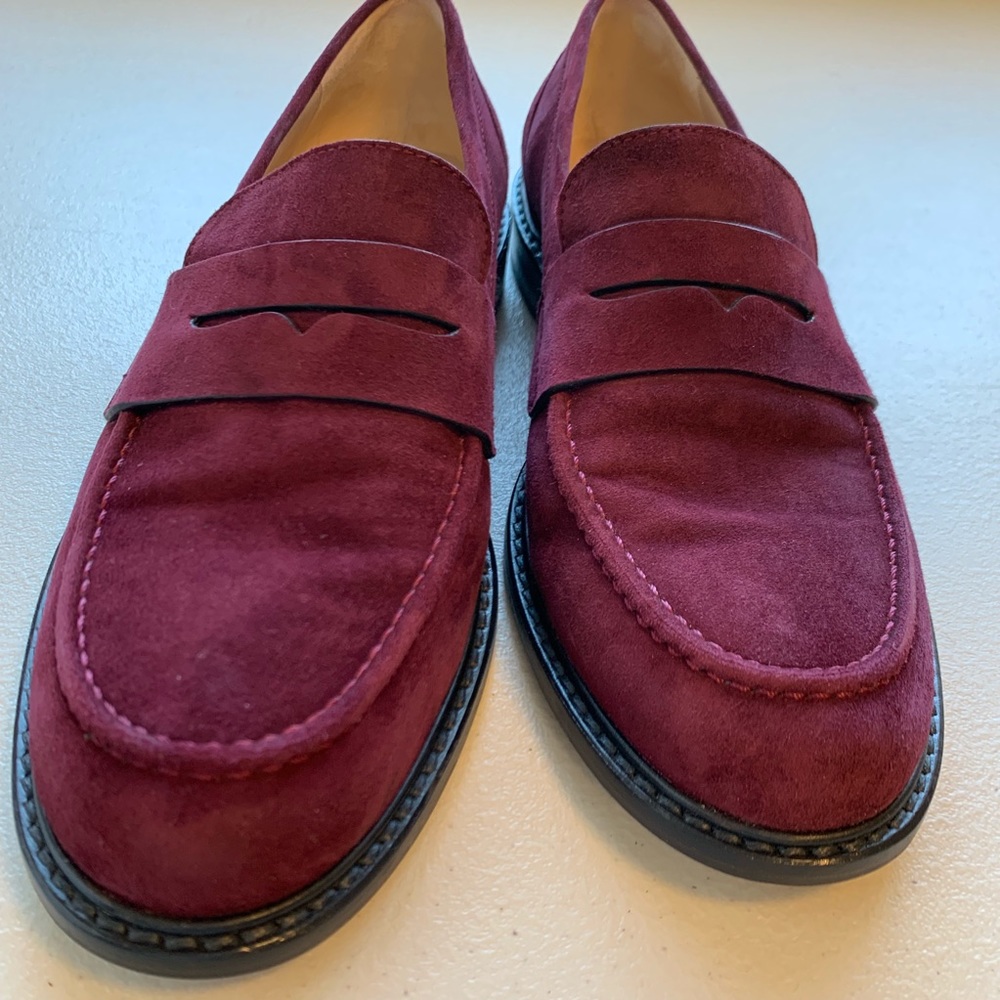 Stuart Weitzman Purple Suede Slip On Loafers - Picture 3 of 8